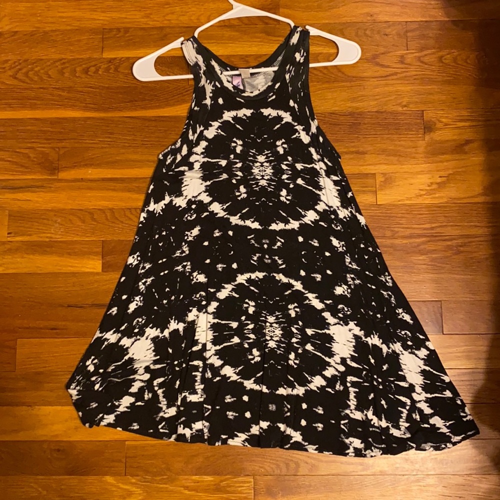 Black and white tie dye tank dress